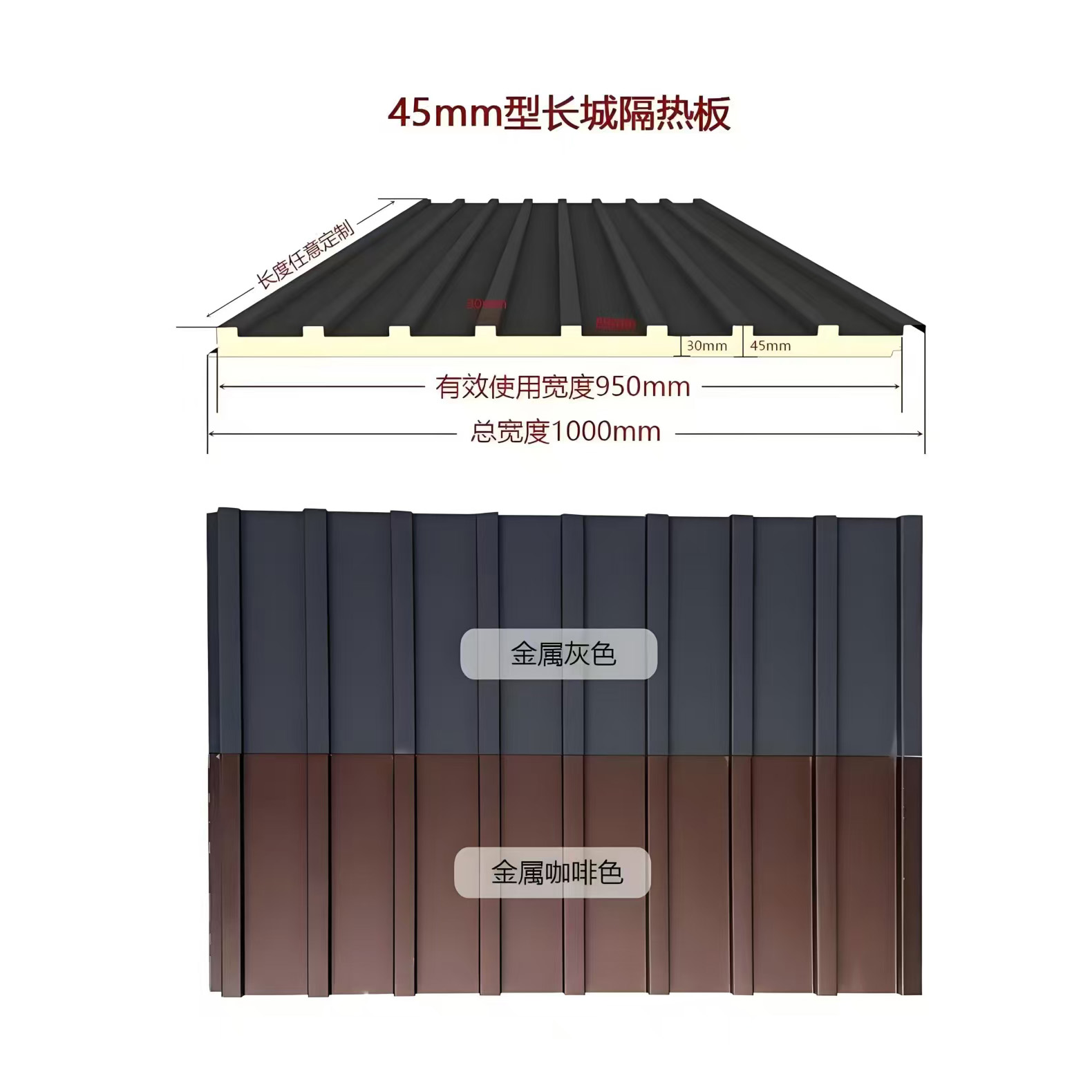 西安万利云途45mm长城聚氨酯隔热铝板